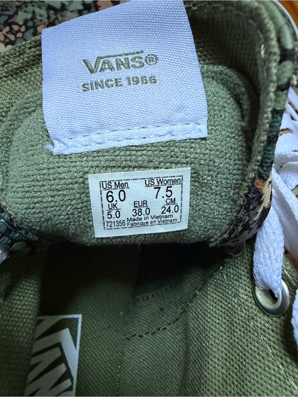 Vans Sk8-Hi Tapered Stackform Camo Floral Loden Green Platform Mens 6 Womens 7.5 - Picture 12 of 12
